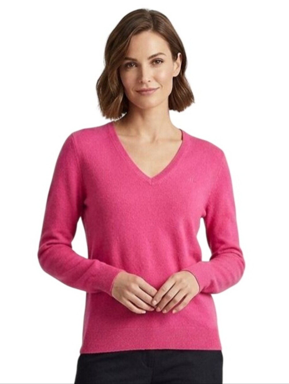 Lauren Ralph Lauren 100% Cashmere Pink V Neck Sweats Pullover Sweater Size M